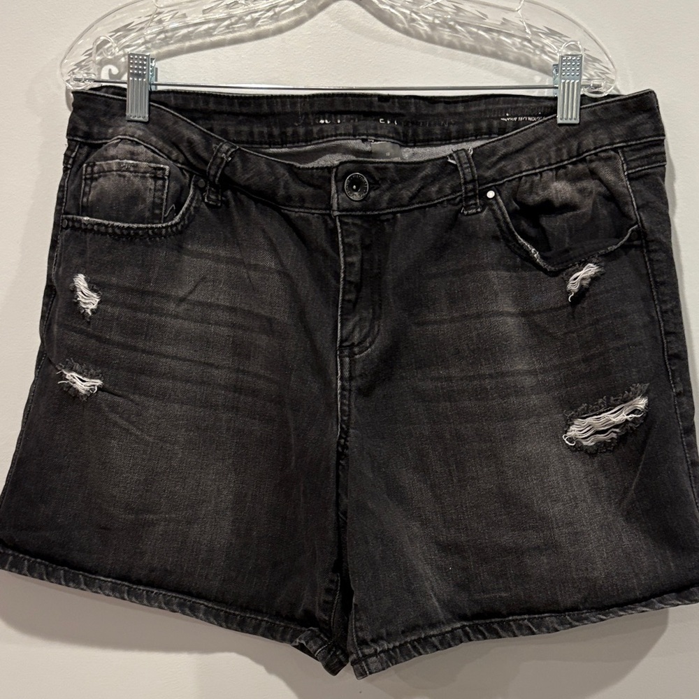 Natural Reflections Charcoal Distressed Jean Shorts